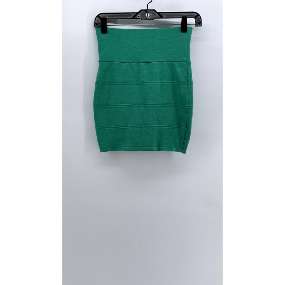 DEBUT Women's Green Solid Bodycon Mini Skirt SZ S